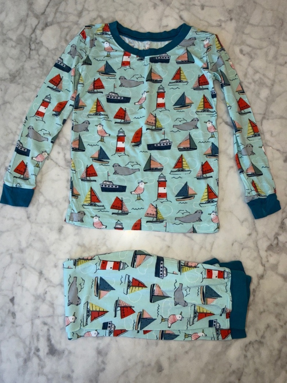 Little Sleepies Light Blue Nautical Sailboat Pajama Set 4T